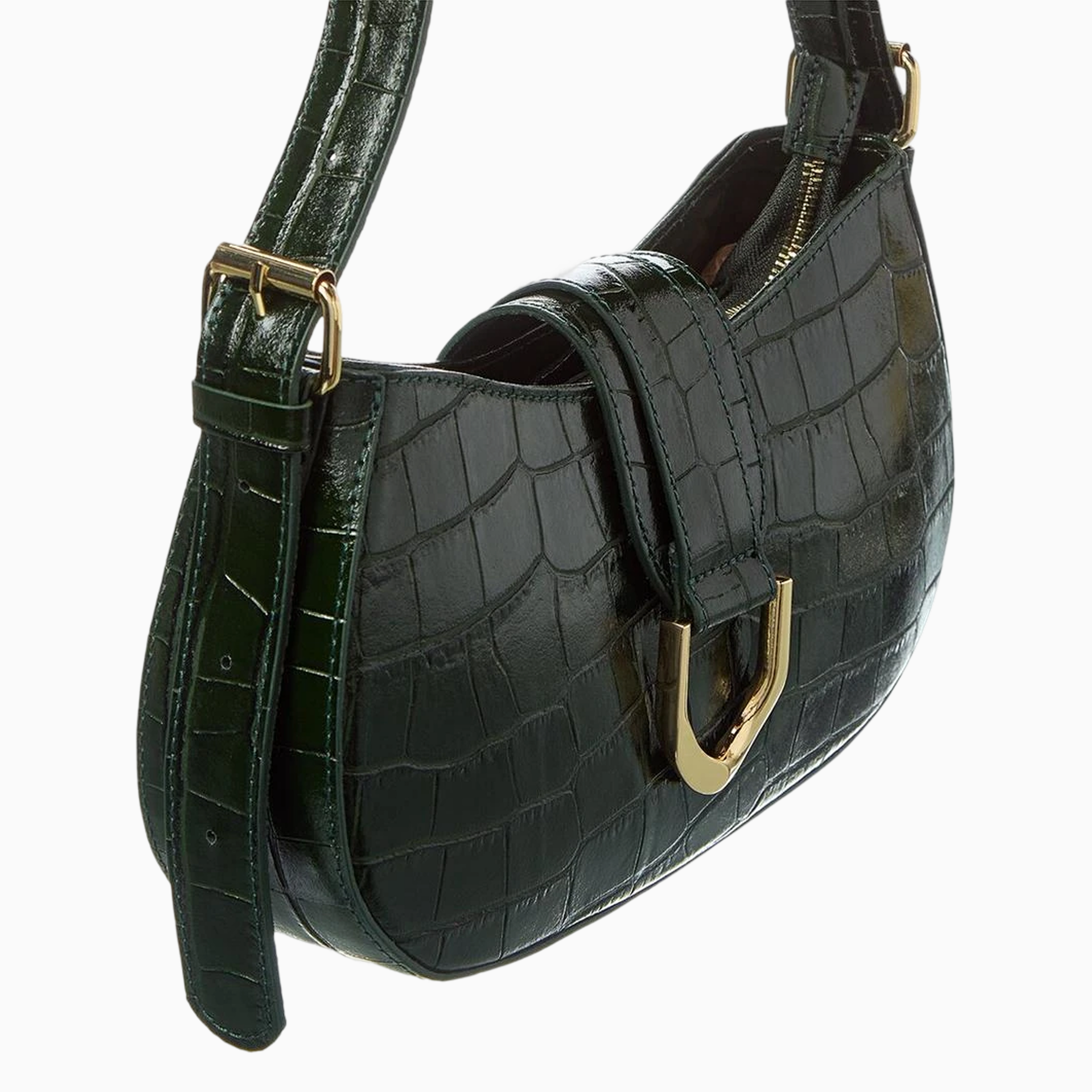 PERSAMAN NEW YORK Croc-Embossed Leather Shoulder Bag
