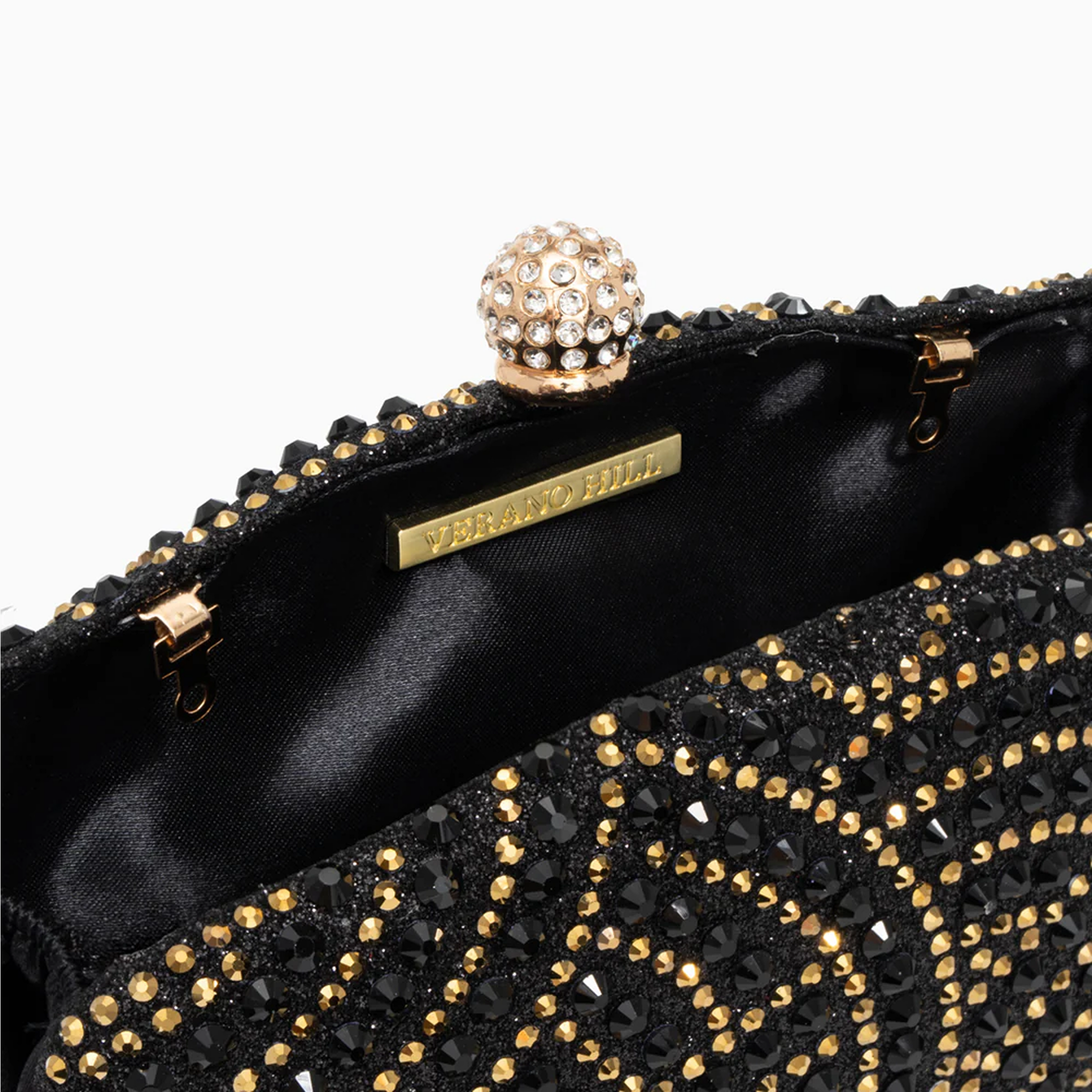 VERANO HILL Noire Radiance Clutch Bag with Chain